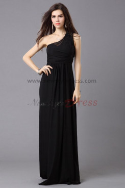 Cheap balck Oblique band Chiffon Chest With beading prom dresses np-0338