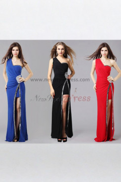 balck One Shoulder Split Front Latest Fashion Sexy evening gown np-0360