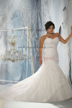 Plus Size Sweep Train Sweetheart lace Appliques Glamorous wedding gowns nw-0231