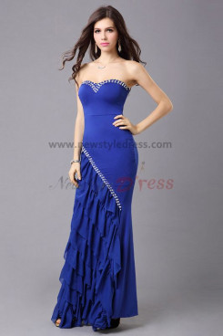 Royal Blue Strapless Multilayer Charmeuse Informal prom dresses np-0325
