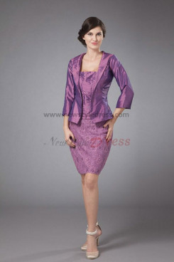 purple Glamorous Mother of the bride suit dress cms-025
