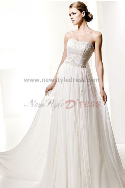 Strapless Glamorous Chiffon Beading Beach Wedding Dress nw-0285