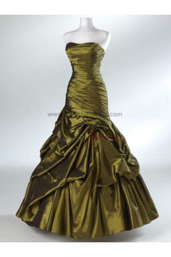 Strapless Satin Ball Gown Glamorous Golden and Fuchsia Classic Ruffles Prom Dresses np-0099