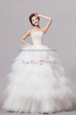Strapless Tiered Tulle Wedding Dresses Chest With beading nw-0073