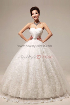 Sweetheart Ball Gown Handmade flower Floor-Length Wedding Dresses wholesale nw-0081