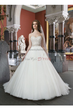 Sweetheart a-line Princess Sweep Train Chest Appliques Cheap wedding dresses nw-0134