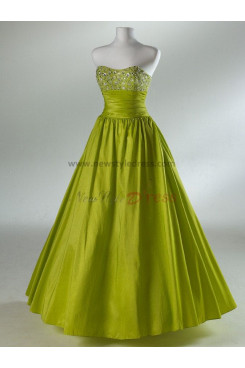 Taffeta Strapless A-Line Simple Ankle-Length Hand-beading Red or Yellow Evening dresses np-0077