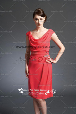 Watermelon Cowl Neck Knee-Length lovely Informal prom dress under 100 cms-048