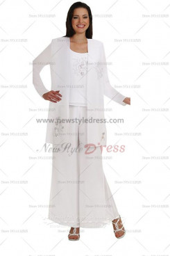 White Elegant Embroidery 3 Sets Fashion Mother Of The Bride Pants Suit nmo-119