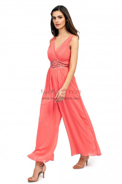 Charming watermelon red prom jumpsuit dresses Chiffon wide legs pants wps-170
