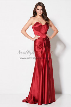 Burgundy Sweetheart Prom Dresses, Wine Tight Satin Under $100 Wedding Party Dresses pds-0017