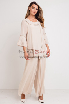 Champagne Chiffon Women's Outfit Mother of the Bride Pant suits Dress nmo-747