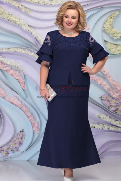 Dark Navy Plus Size Mother of the bride Dresses Dressy Ankle-Length Womwn Dress nmo-761-2