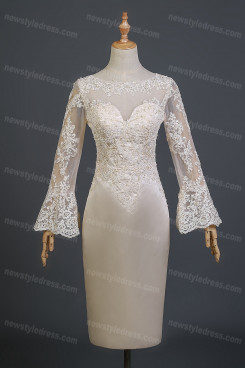 Under $100 Dressy Champagne Lace Long Sleeves Mother Of The Bride Dresses nmo-732