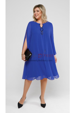 Effortlessly Comfortable Royal Blue Chiffon Mother of the Bride Dresses, Loose Women's Dresses mds-0038-1