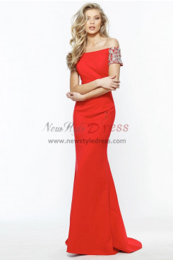 Elegant Red Prom Dresses, Hand Beading Off the Shoulder Evening  Dresses pds-0023