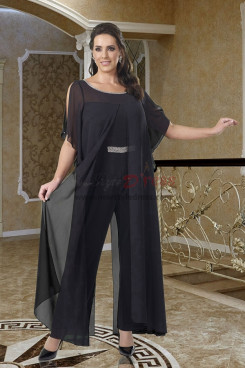Fashion Loose Black Mother of the Bride Jumpsuit Evening Pantsuits Dresses mos-0024