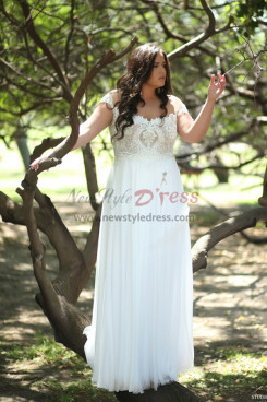 Glamorous Chiffon Beach Wedding Dresses, Empire Cap Sleeves Bride Dresses bds-0021