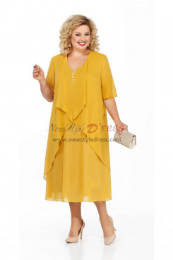 Gold Yellow Plus size dress for Mother,Mère De La Mariée Robes,Vestido de mujer nmo-816