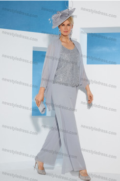 Gray Mother of the bride Trousers set 2020 New arrival nmo-680