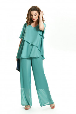 Green Chiffon 2PC Mother of the Bride Pant Suits for Beach Wedding nmo-717-2