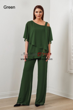 Green Chiffon Women's Pant Suits,Under $100 Mother Of The Bride Pant Suits nmo-869-11
