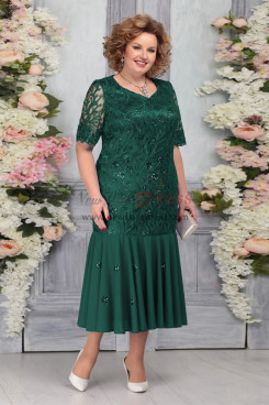 Green Plus Size Short Sleeves Women's Dresses Mermaid Mother of the Bride Dresses nmo-759-3