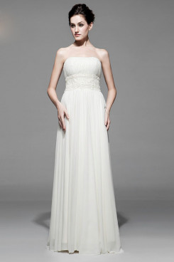 Ivory Elegant Chiffon Lace Belt Prom Dresses np-0265