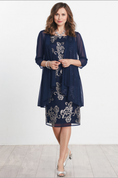 Knee-Length Embroidery Mother of the bride dresses with chiffon coat nmo-467