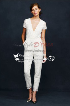 Lace V-neck bridal jumpsuit wedding dresses Women's Siamese trousers wps-023