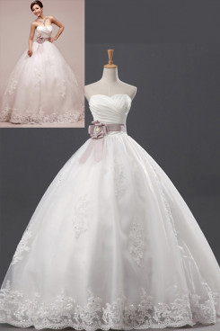 Chest with pleats Sweetheart Ball Gown Lace Up Floor-Length Elegant Waist With flower Wedding dresses nw-0046