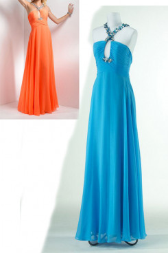 blue or Orange Chiffon Floor-Length Chest Criss-Cross Summer Popular Evening dresses np-0171 