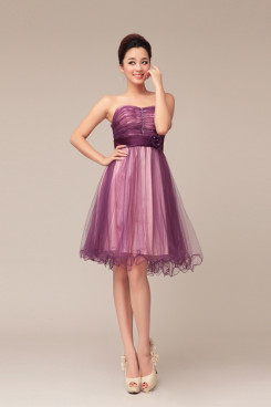 Grape Strapless Knee-Length Ruched under 100 Bridesmaids Dresses np-0233