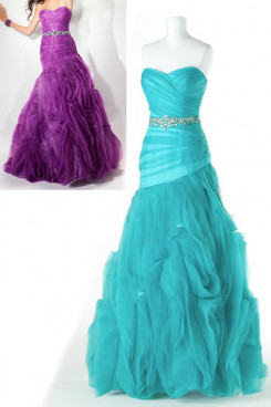 blue or Grape Strapless a-line Ruched Elegant New Arrival prom dresses np-0179 