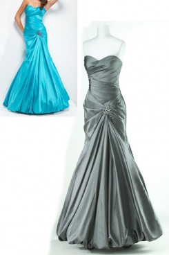 Blue or Silver Sweetheart Chest With Pleats Floor-Length Ruffles Prom Dresses np-0152