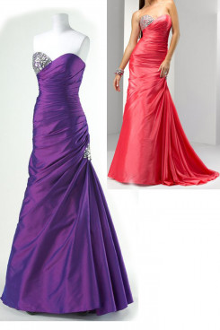 Purple or red Taffeta Sweetheart a-line Chest With beading prom dresses np-0158