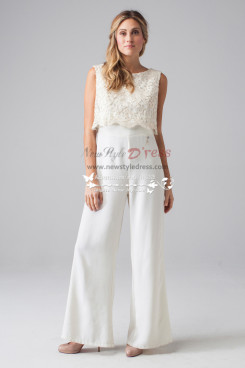 Lovely lace bridal jumpsuit sposa pantaloni with vest wps-022