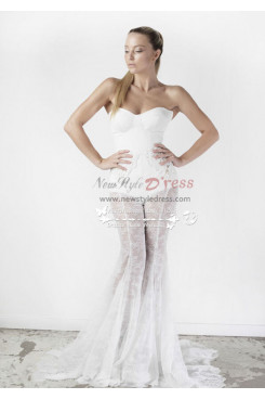 Mermaid lace pant suits for wedding dresses Strapless Sheath jumpsuit wps-062