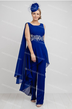 Royal Blue Chiffon Mother of the bride outfits women's Jumpsuit nmo-688