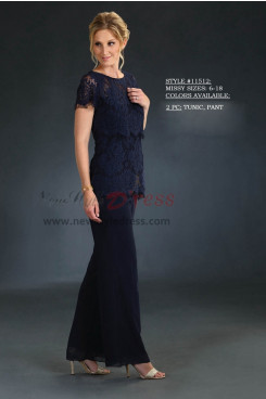 Mother of the bride pant suits Lace top and chiffon trousers nmo-421