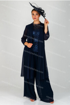 NAVY Mother of the bride Trousers outfit Accordion pleats pants suit nmo-689