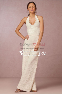 New Arrival bridal wedding dress charming lace halter dress jumpsuit wps-048