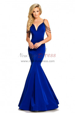 Off the Shoulder Sweetheart Glamorous Prom Dresses, Royal Blue Mermaid Wedding Party Dresses pds-0038-1