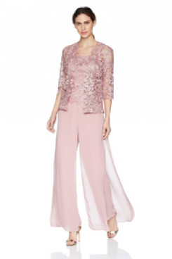 Pink lace Spring Mother Of The Bride Pant Suits outfit nmo-491