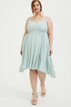 Plus Size Empire Women's Dresses, Knee-Length Jade Blue Summer Dresses nmo-712