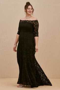 Plus Size Women's Dresses, Black Lace Mother Of The Bride Dresses nmo-708