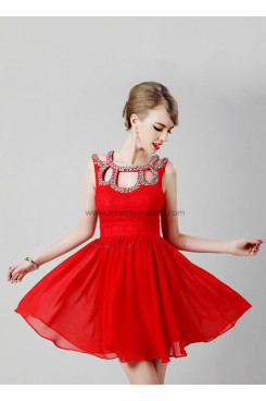 Red Unique Neckline Above Knee Sexy Homecoming Dresses under 100 nm-0246