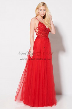 Red Spaghetti Hand Beading Prom Downs, Elegant Glass Drill Wedding Party Dresses pds-0014-2