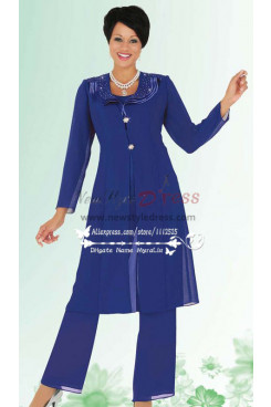 Royal blue chiffon pant suit for the grandmother of the bride nmo-178