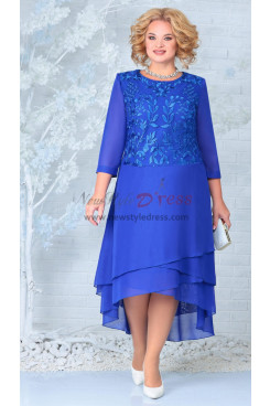 Royal Blue High-low Mother of the Bride Dresses, Half Sleeves Wedding Guest Dresses mds-0023-6